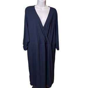 Lands End Long Black Dress Wrap Front Plus Size 3x u